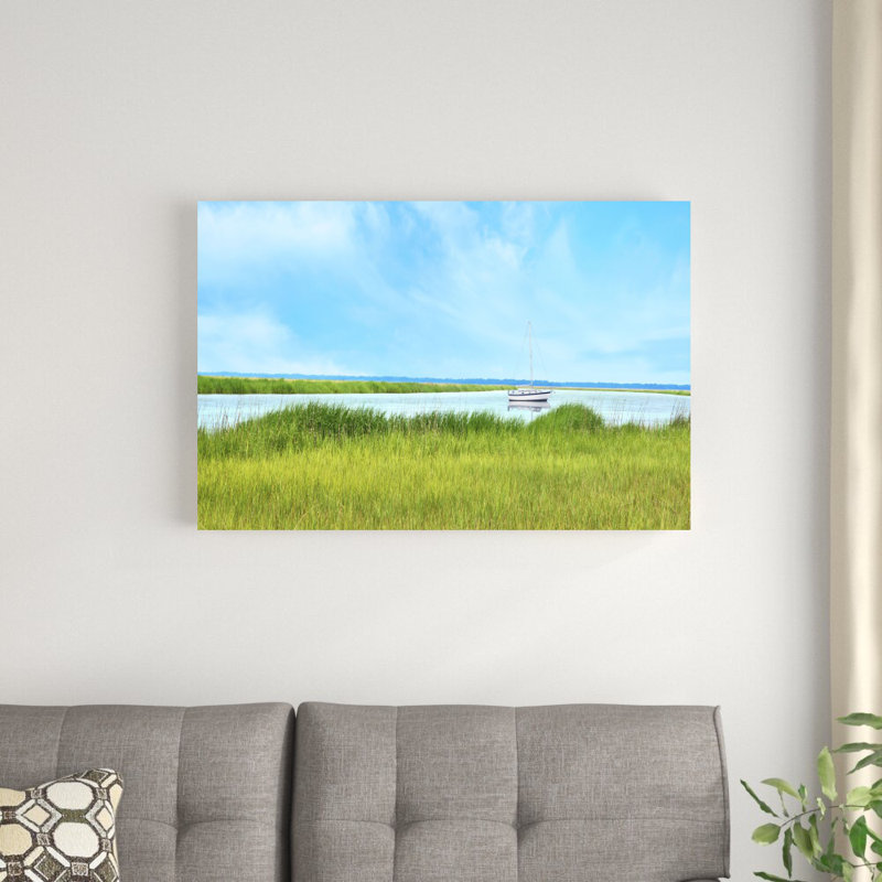 Marsh Mooring par James McLoughlin - Photographie sur toile tendue, H 24 po x l 36 po