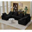 Ensemble de 6 coussins modulaires noirs en tissu velours côtelé, avec accoudoirs et bricolage, rembourrage en mousse confortable, coussins de cou et lombaires inclus - Non, noir, compact pour les petits-3470634