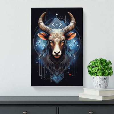 Taurus Zodiac Geometric - Wrapped Canvas