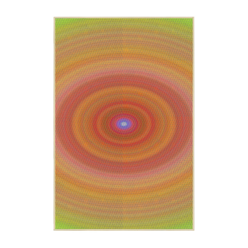 Tapis rouge/vert/orange à motifs, Rectangle 5 pi x 7 pi