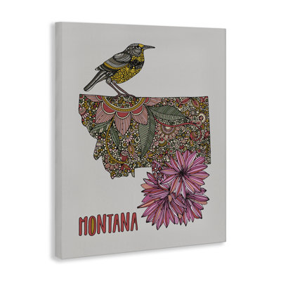 Floral Montana State Canvas Wall Art by Valentina Harper