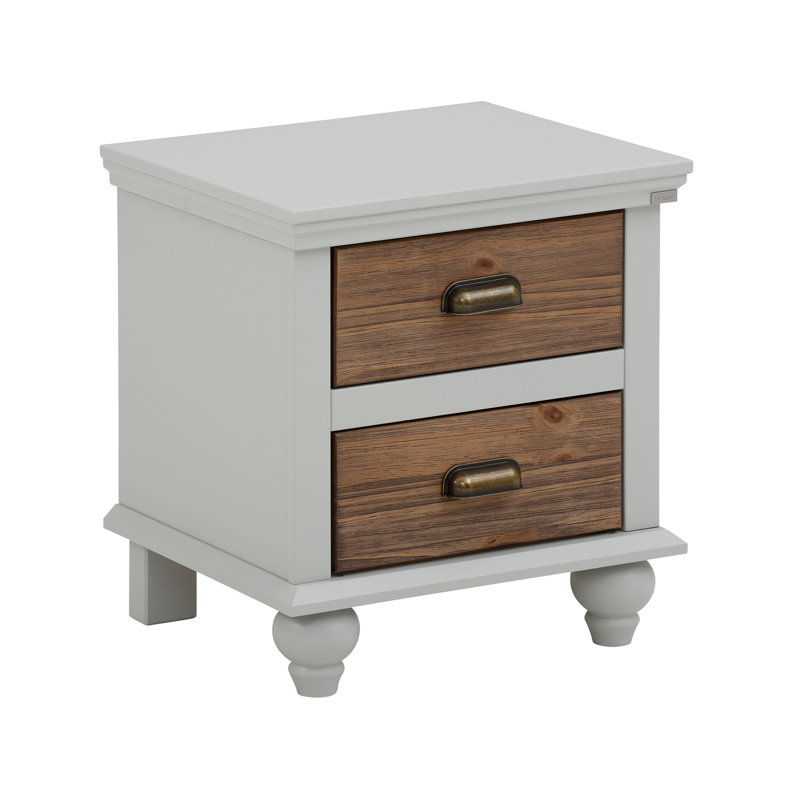 Fanchone 45cm W Solid + Manufactured Wood Bedside Table, Green/Natural