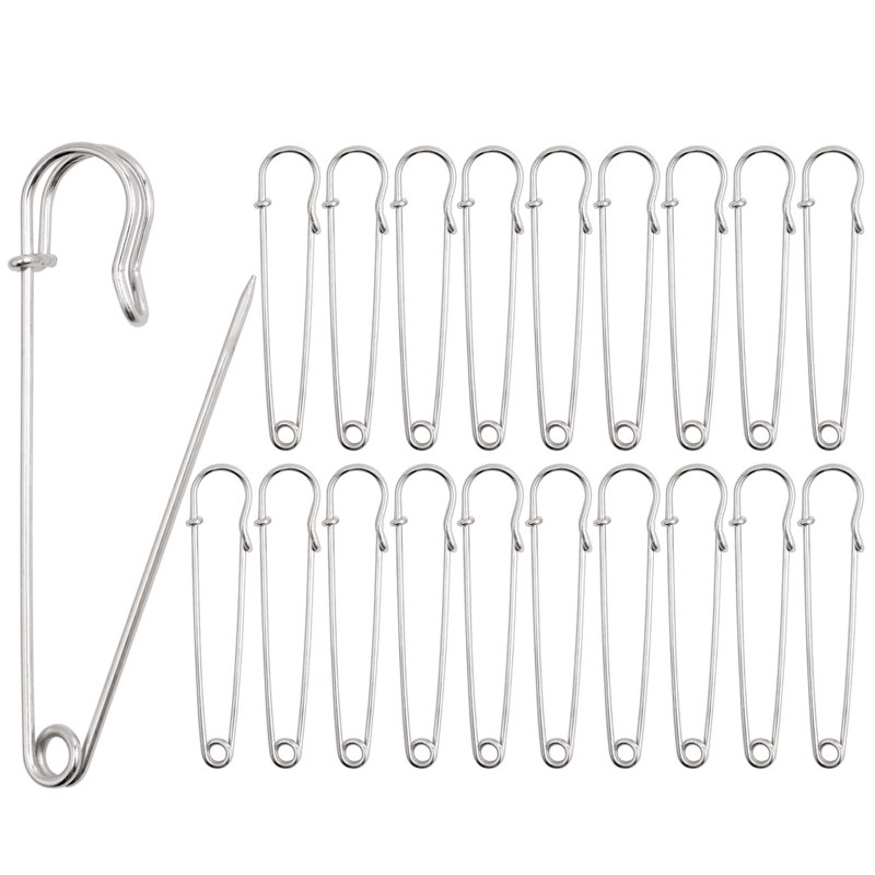 Ensemble de 20 épingles à linge de sécurité de 3 po, Argent argent