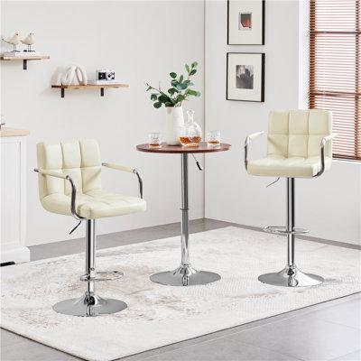 Pete Swivel Upholstered Adjustable Height Counter Stool with Metal Frame