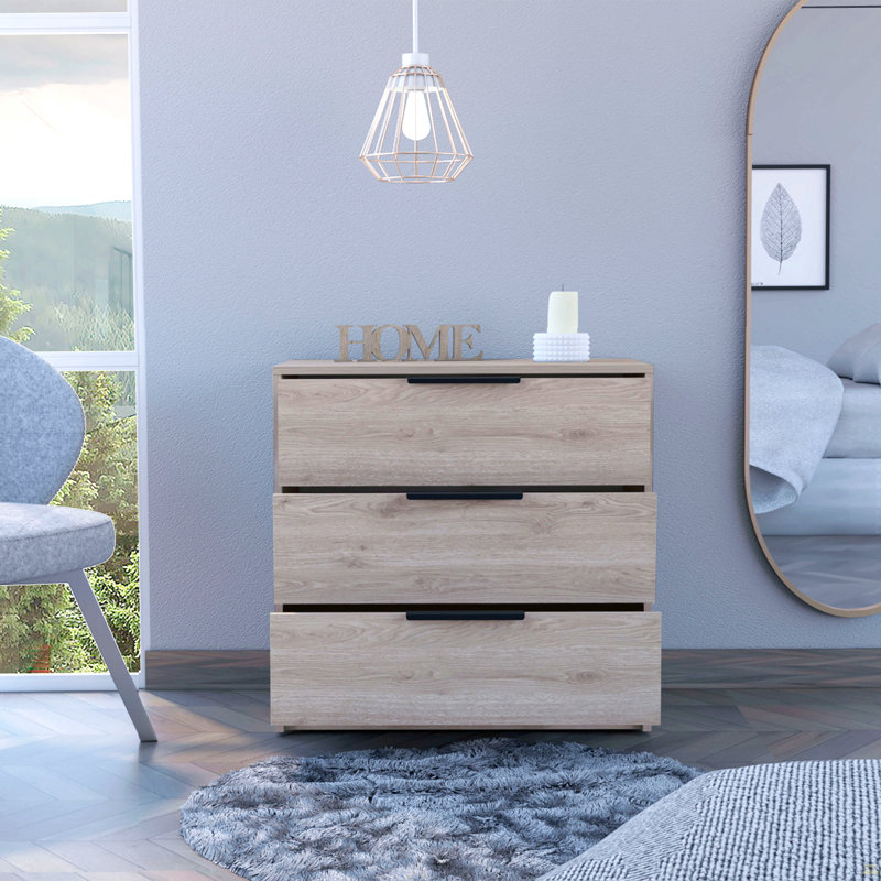 Commode rectangulaire 3 tiroirs Cannon - gris clair