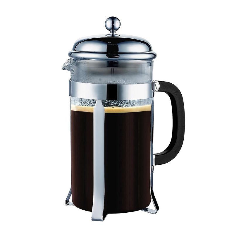Cafetière française, cafetière en acier inoxydable 32 oz, double filtre, 2 écrans de bonus (8 tasses), 8 tasses