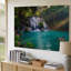Toile, scène sereine de la jungle avec une cascade entourée d'art mural, "Green Tush"-328652486