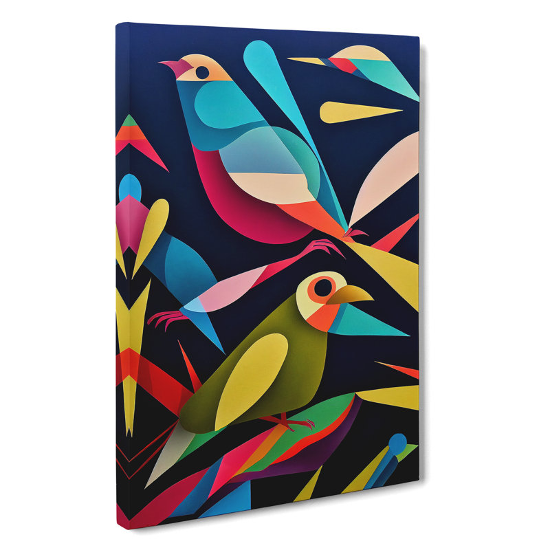 Pair Of Birds No.4 Abstract - Print, 50cm H x 35cm W, No Matte, Wrapped Canvas