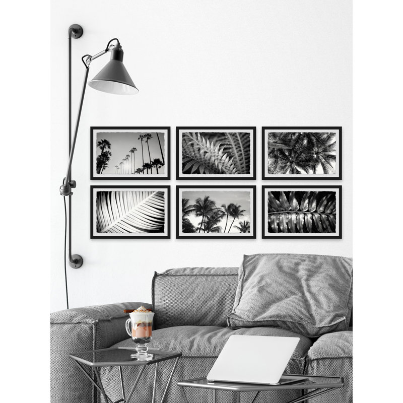 Summer Palms and Waves Hexaptych - Ensemble de 6 reproductions de photos sur papier encadrées, H 30 po x l 45 po x 1,5 po