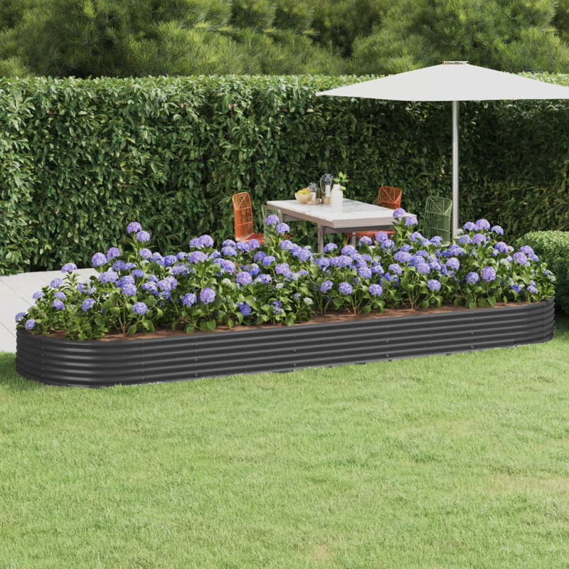 Garden Raised Bed Powder-coated Steel, 36 cm x 450cm x 140cm, Anthracite