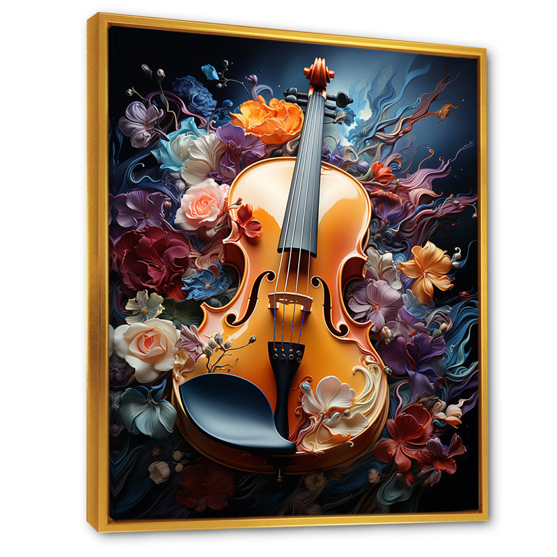 Symphonie de violon chromatique sur toile, Cadre flottant doré, H 20 po x l 12 po