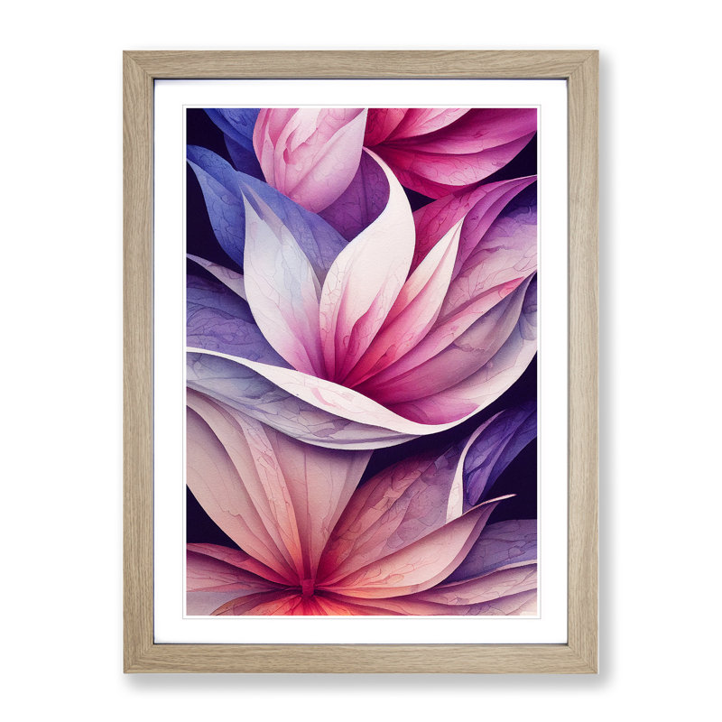 Wondrous Watercolour Flowers No.4 - Framed Print, 64cm H x 46cm W x 2cm D, Oak Framed