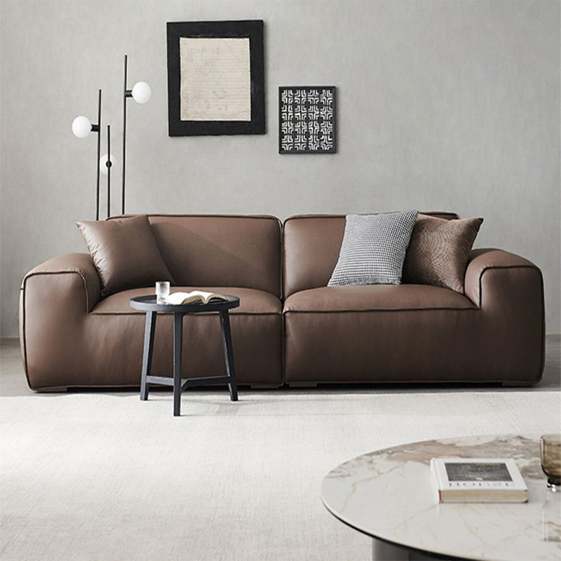 Causeuse modulaire en cuir véritable Coffee Coffee, Café