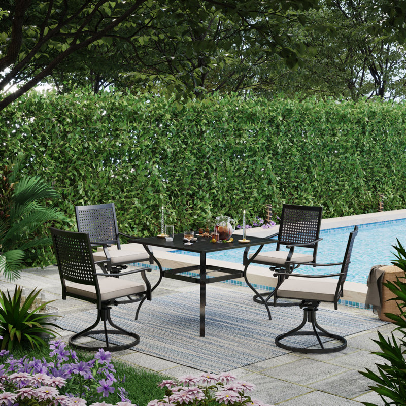 Salem 4 - Person Patio Dining Set with Rectangular Table , Cushions Included