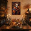 Art mural sur toile, "Jester Portrait in Autumn Leaves"-259101010