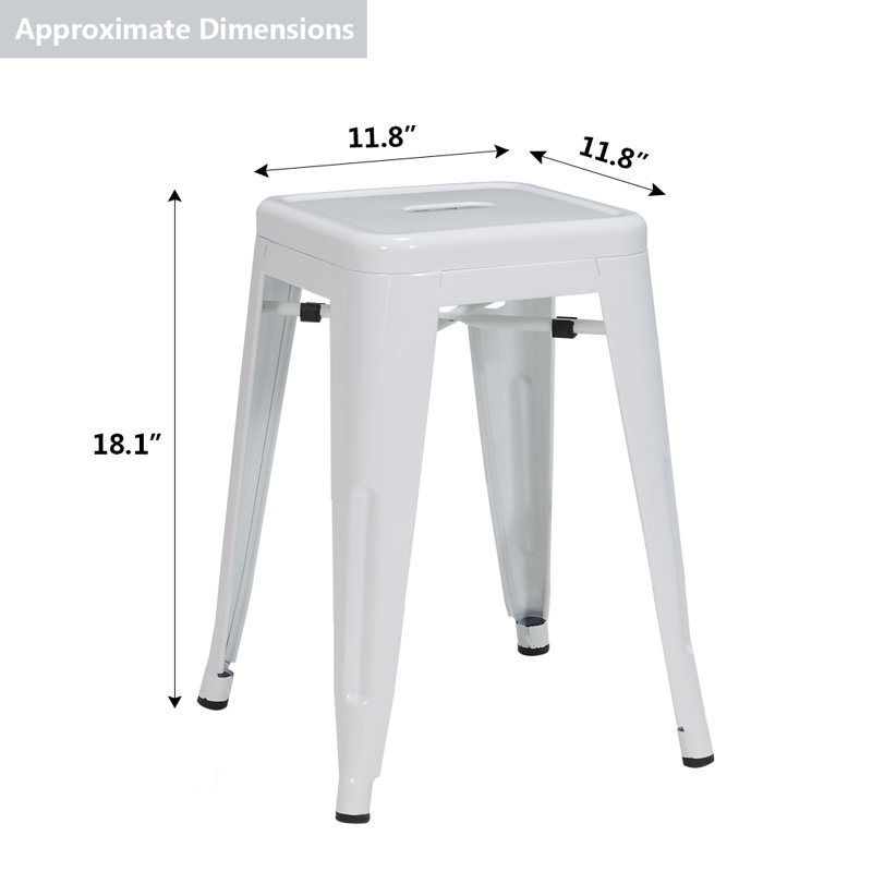 Shively Iron Counter Stool with Iron Frame, White