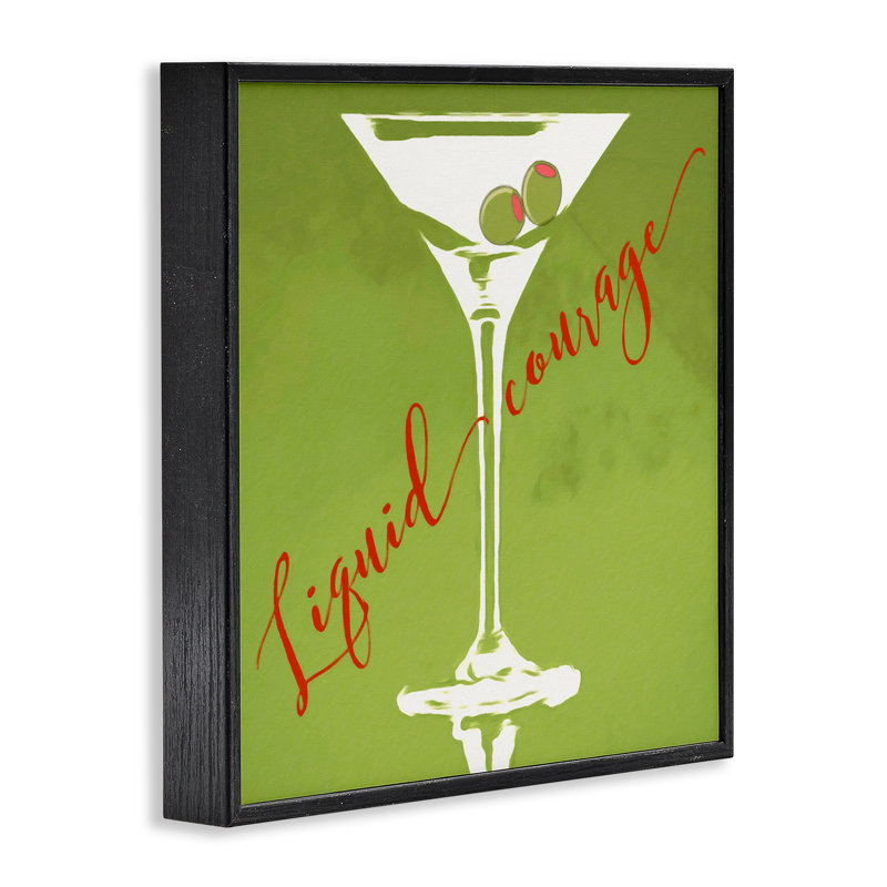 Liquid Courage Sassy Martini  Framed Giclee Art by Graffi*tee Studios, Midnight Black Framed Giclee, 24" H x 24" W