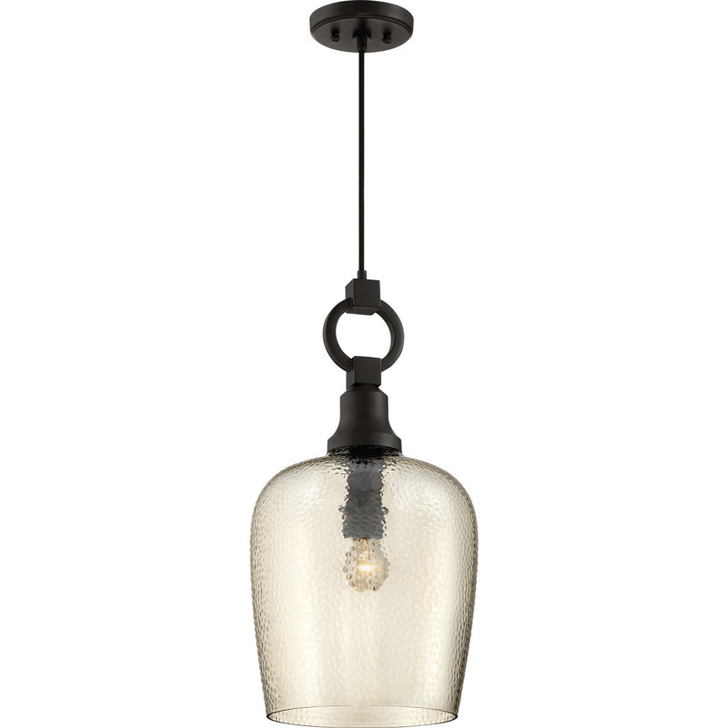 Priester 1-Light Dimmable Hammered Dome Pendant, 14.5" H x 7" W x 7" D