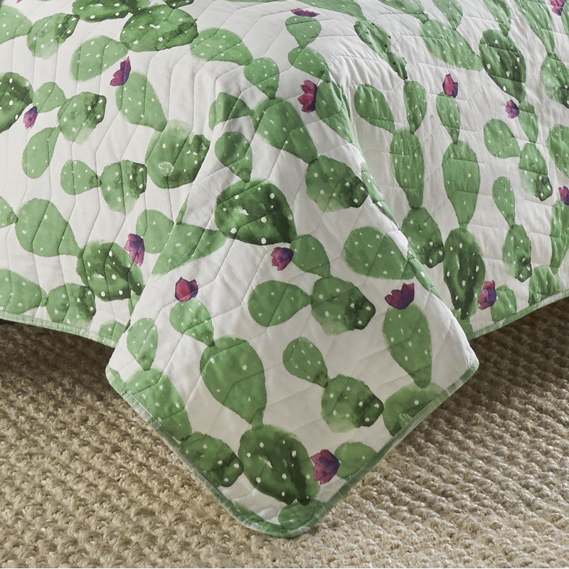 Vue Otto Reversible, Cactus Print, 3 Piece Quilt Set - Full/Queen - Green, Queen