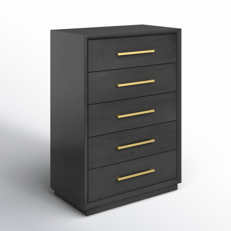 Commode 5 tiroirs Langley, Gris