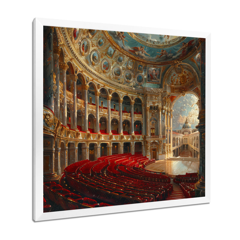 Décoration murale rouge or élégant Opéra - Opéra, H 30 po x l 30 po x P 1 po, Toile encadrée blanche avec une seule photo