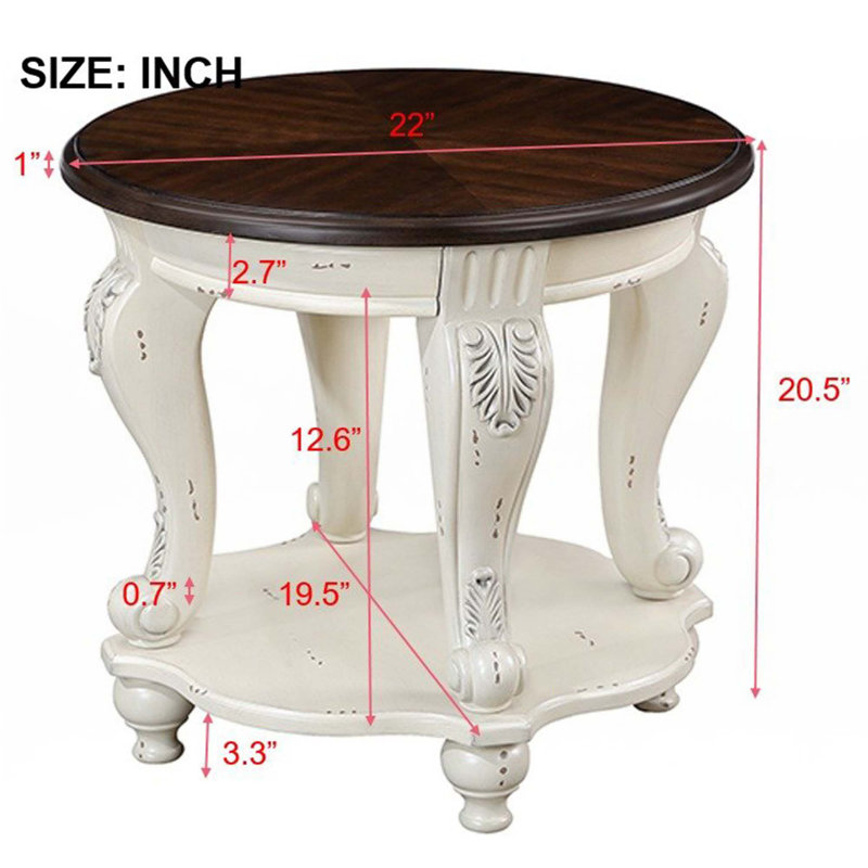 Ensemble de 3 tables basses de salon, Noyer, Beige