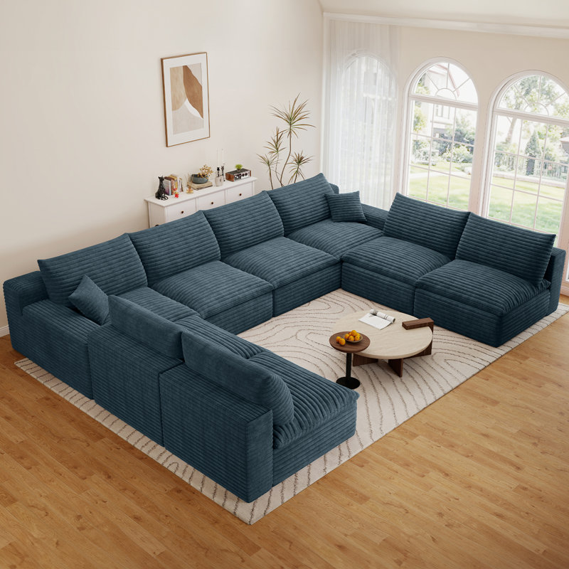 Canapé d'angle modulaire surdimensionné Cloud Couch de 344 cm (135,5 pouces) pour salon, canapé moderne avec assise profonde, canapé 8 places sans structure, canapés confortables rembourrés pour appartement, studio, bureau
