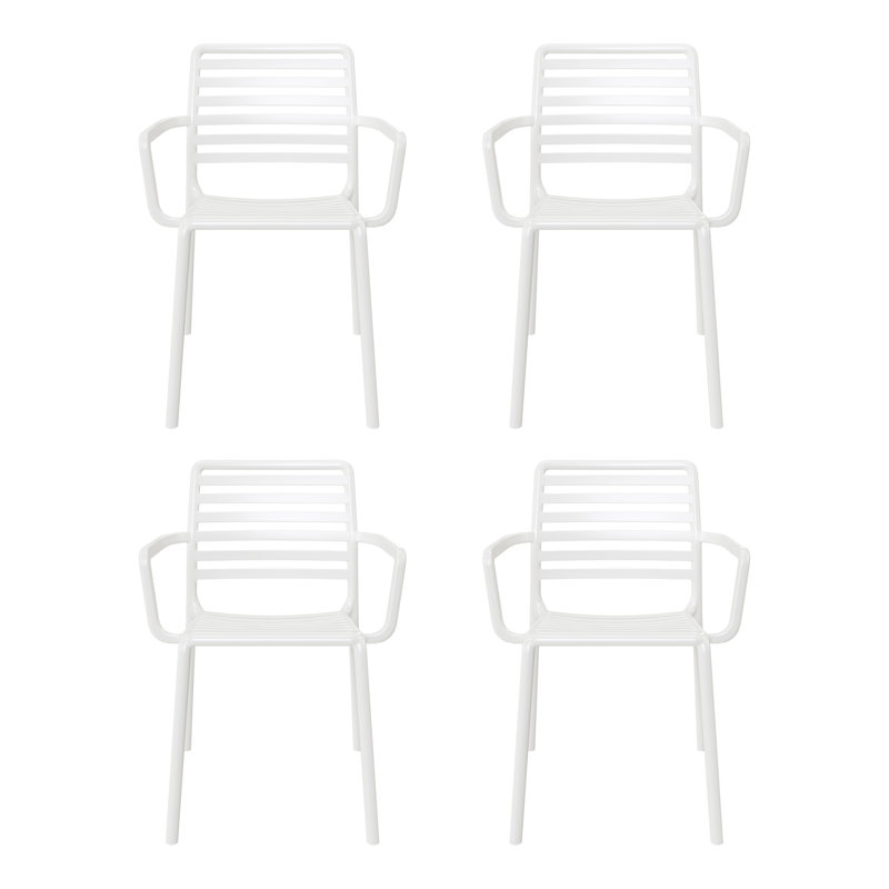 Chaise de salle à manger d'extérieur empilable (ensemble de 4), Blanc