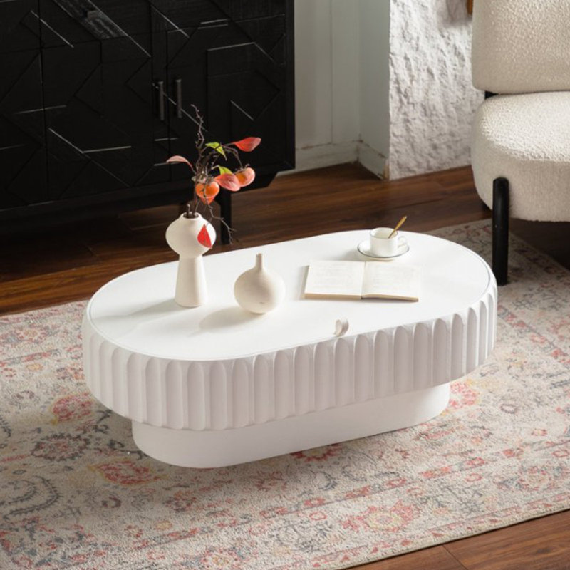 Table de rangement cannelée avec couvercle amovible