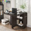 Table de salle à manger pliante avec 2 supports de rangement, table de cuisine pour bureau à domicile, avec poignée-109319649