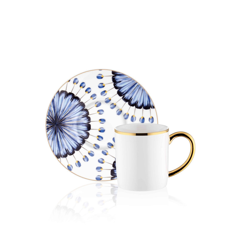 Ensemble de 12 tasses à café Kundra, Bleu / or