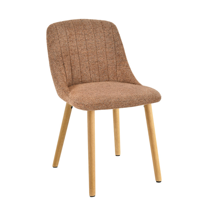 Velvet Dining Chairs With Wooden Legs Set Of 4, 4, Camel Chenille/Natural