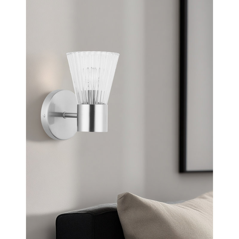 Applique murale 1 lumière Laclaire - Verre strié transparent, Chrome poli