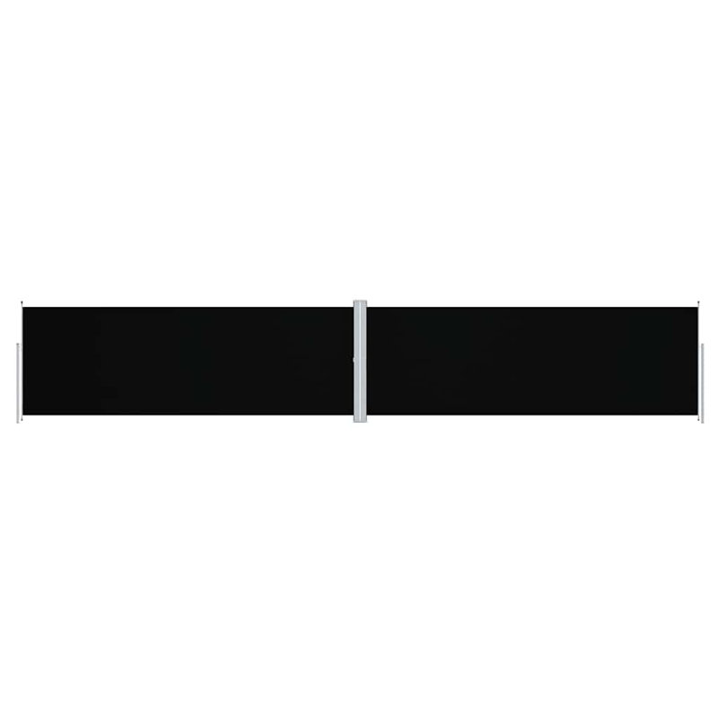 Paravent rétractable avec auvent pliant, Noir, H 70,9 po x l 393,7 po