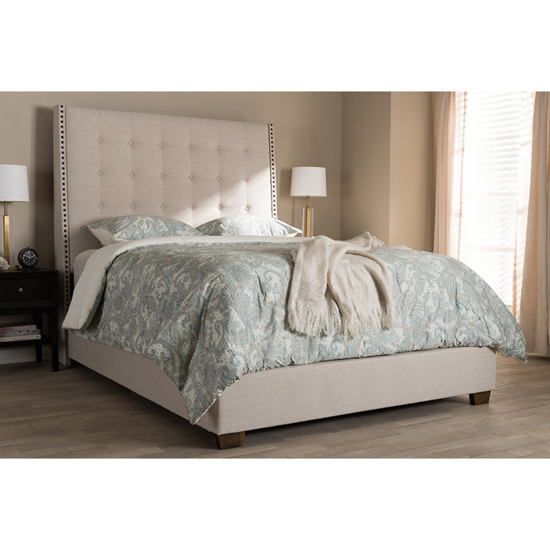 Lit tapissier standard Addington, Beige clair, Très grand