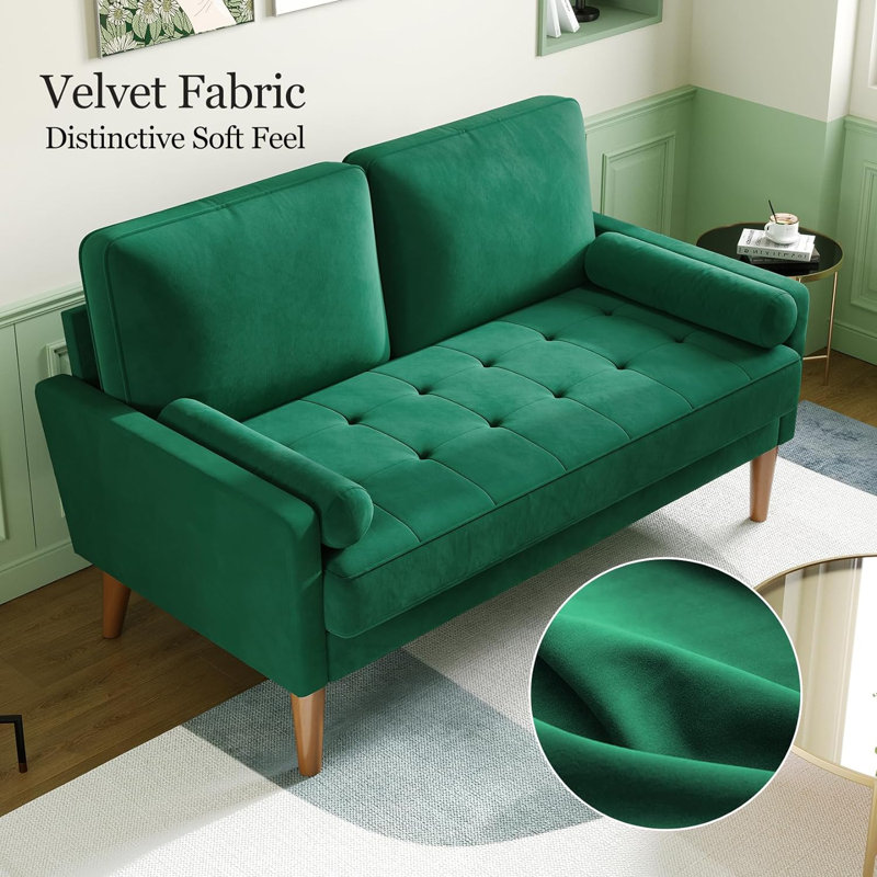 Collierville 2 Seater Velvet Sofa, Green Velvet
