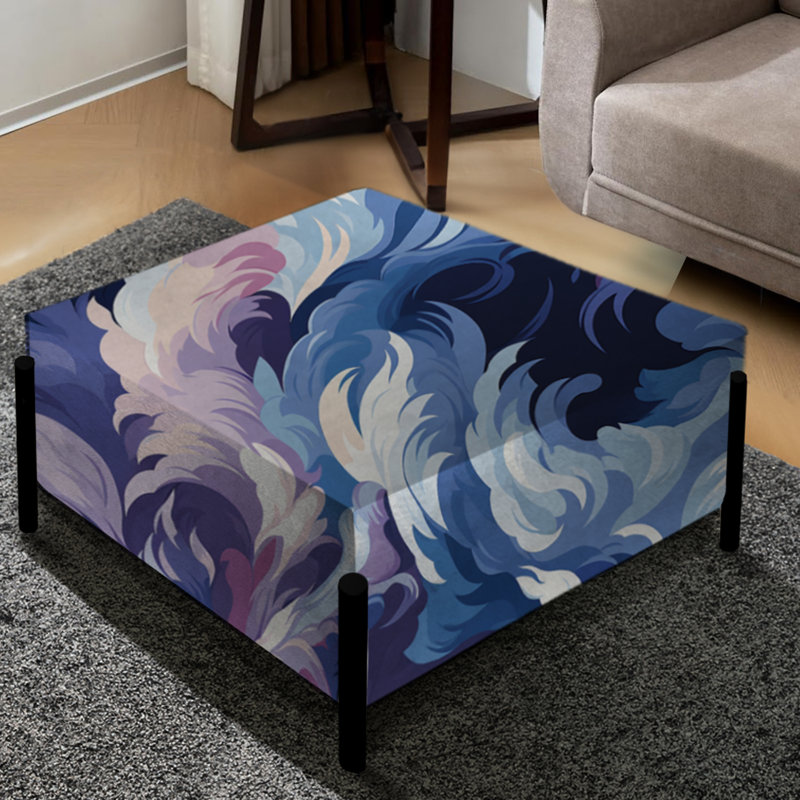 Celestial Aura Ripple - Abstract Large Square Ottoman