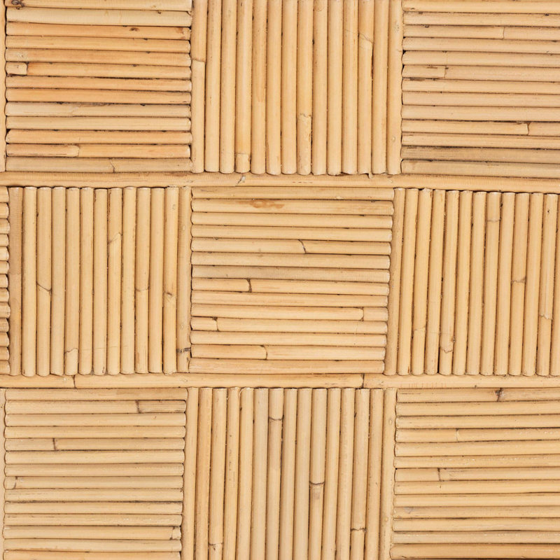 Console Guido en rotin tressé naturel avec piétement sculpté