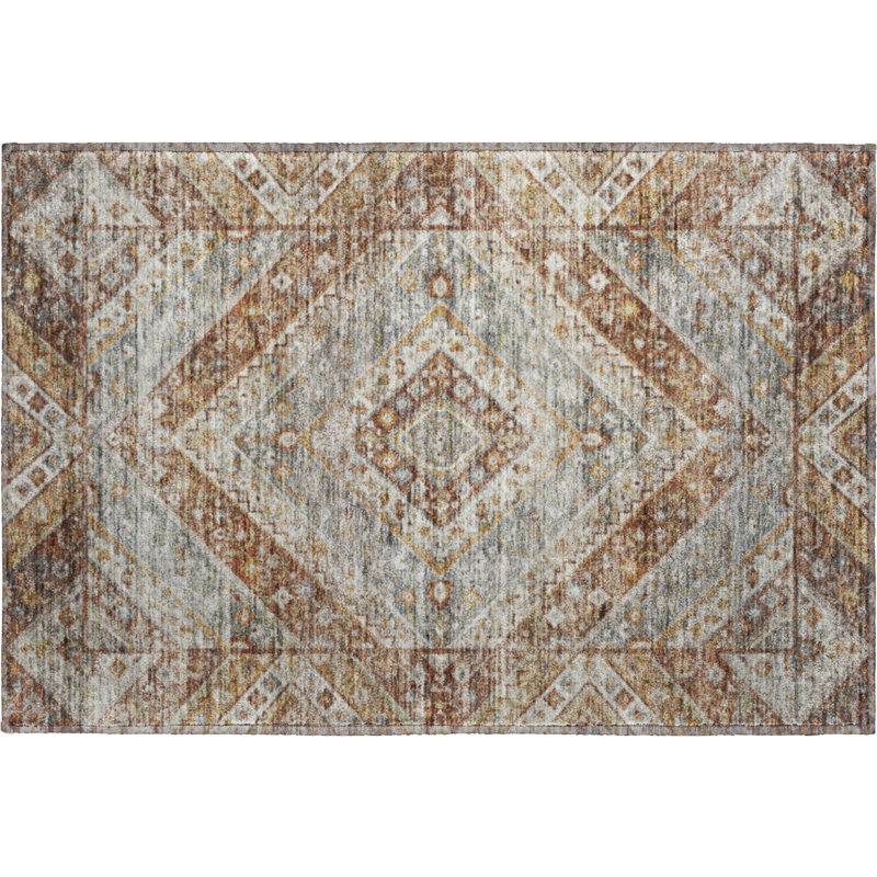 Premium Machine Washable Mayfield AMF2195 geometric Rug, 1'8" x 2'6", Paprika