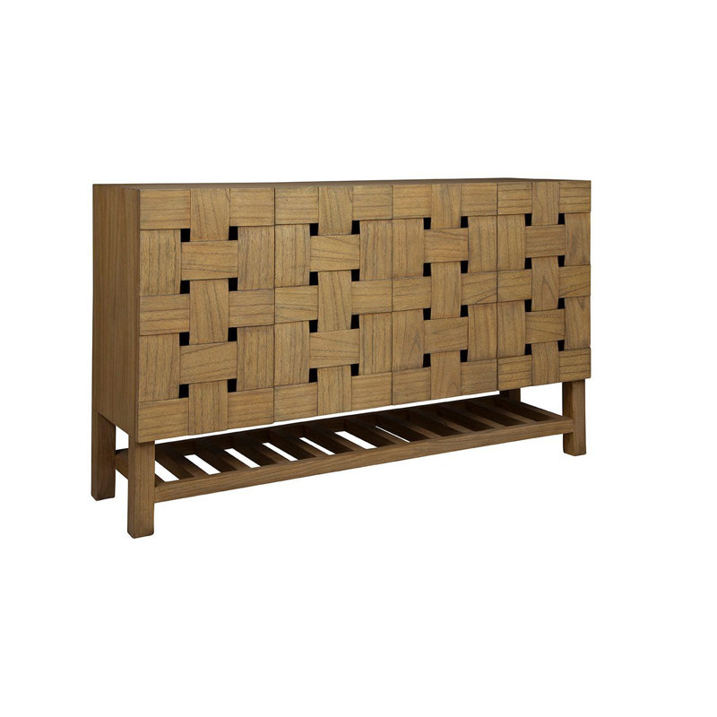 Bellamy Natural Oak Solid Wood 60" Sideboard with Woven Doors