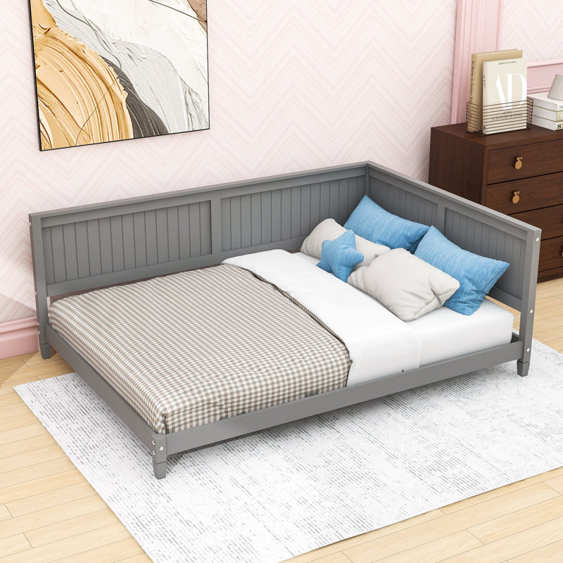 Lit de jour pleine grandeur Mid-Century, Blanc, Double