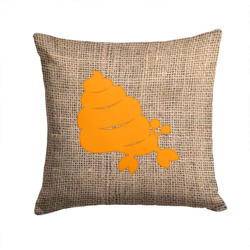 Coussin décoratif intérieur/extérieur hermit crab en toile jute, H 14 po x l 14 po x P 4 po, Orange