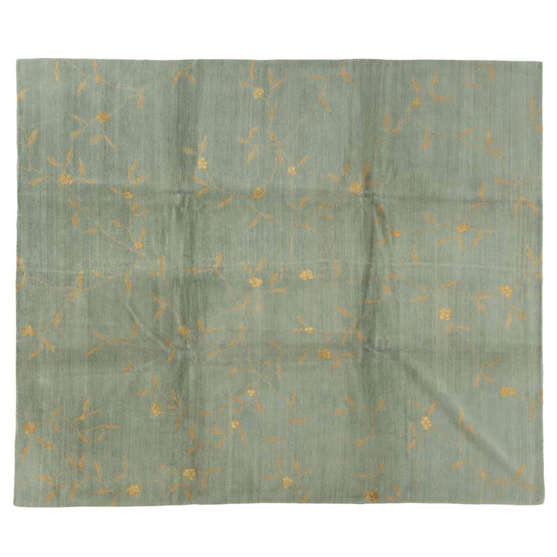 Climbing Floral Area Rug in Blue/Green/Yellow, Rectangle 8' x 10'