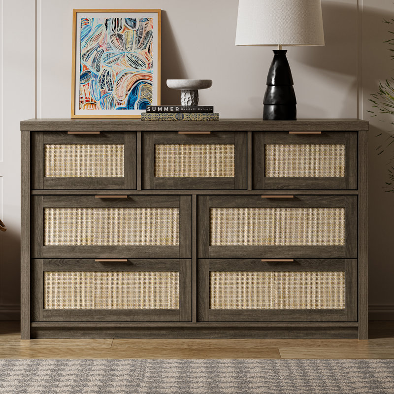 Arianna 52.7" W 7-Drawer Dresser, Midnight Oak