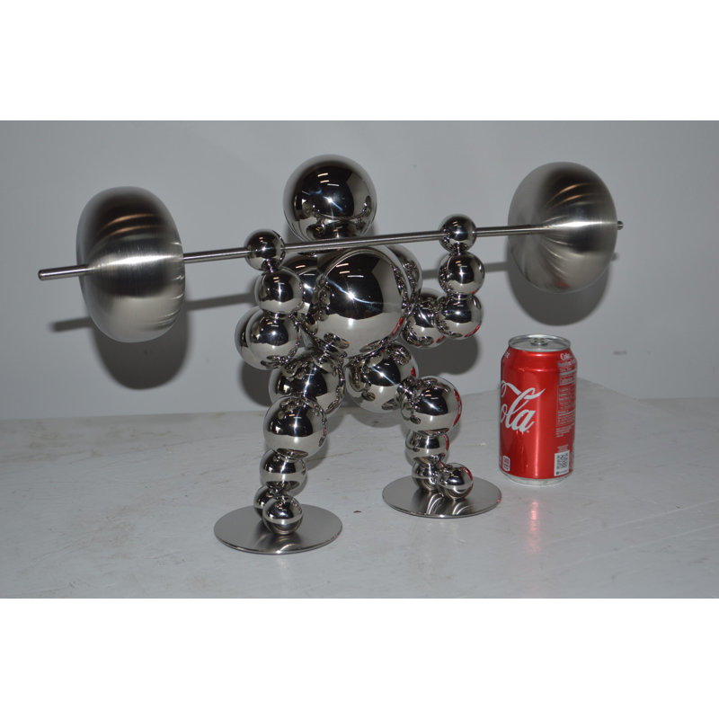 Amour Weightlifter Squat Position Chrome Statue - Size: 20"L x 7"W x 12"H.