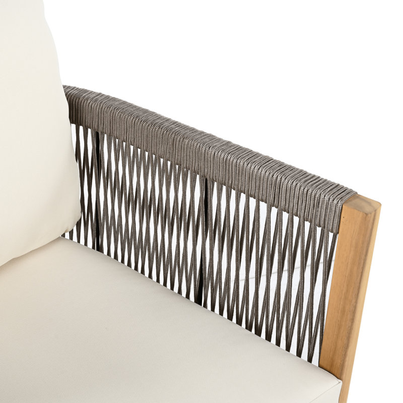 Fauteuil club d'extérieur en bois d'acacia avec coussins Harrill, Teck / Gris