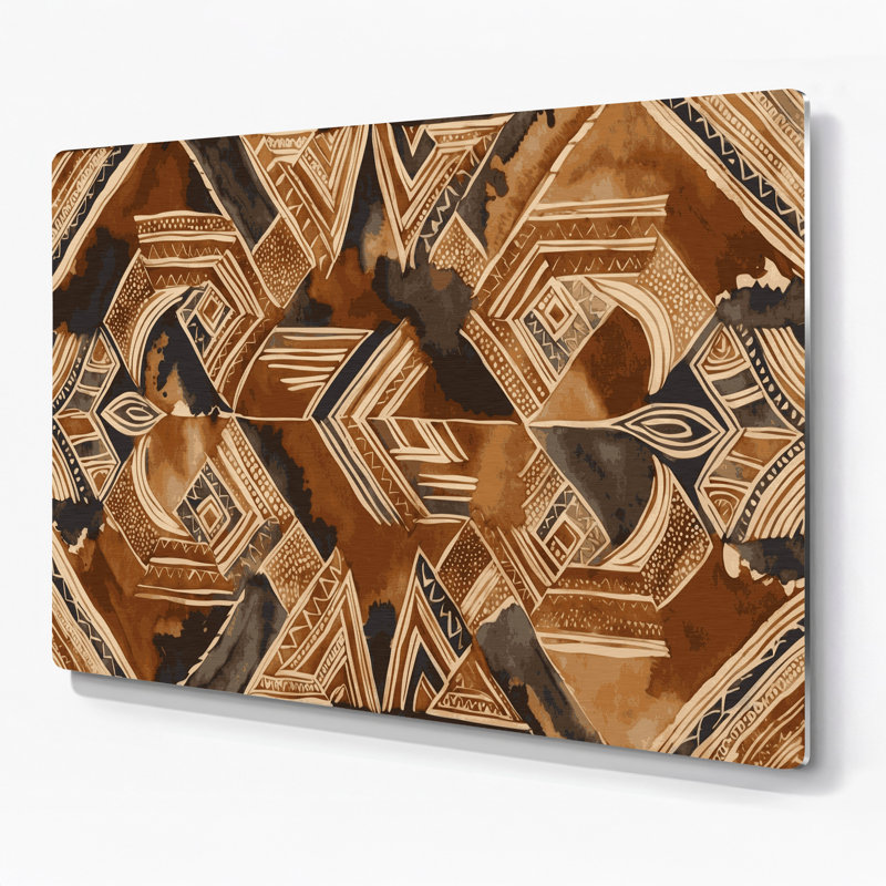 Art mural hawaïen en tissu tapa brun, H 11 po x l 14 po