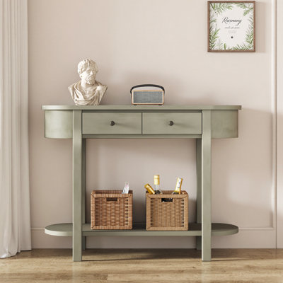 Console rétro avec design et finition courbés pour le vestibule, le salon, le couloir (L 40 po x l 15,5 po x H 30 po) TREXM