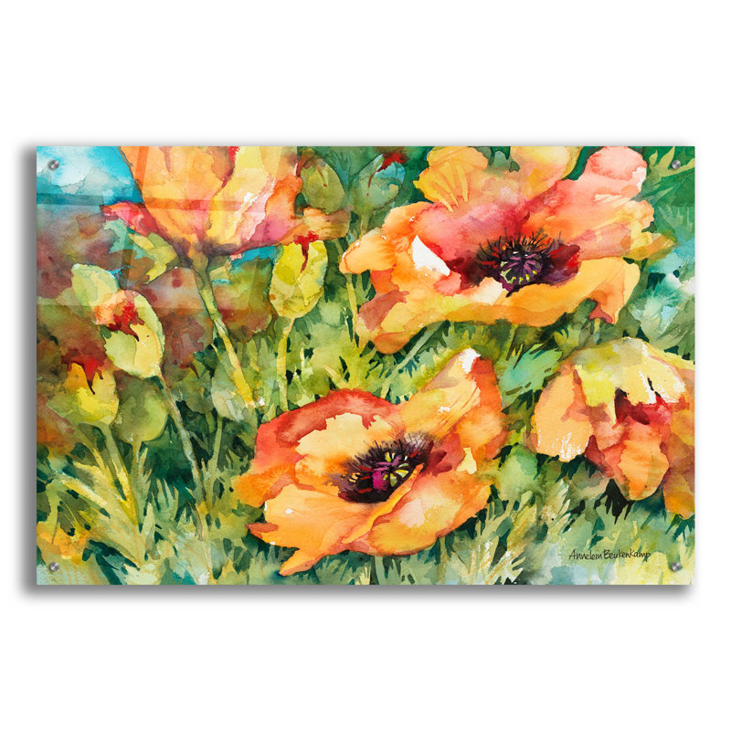 «Garden Glow-up» par Annelein Beukenkamp, art mural en verre acrylique, H 24 po x l 36 po x P 0,2 po