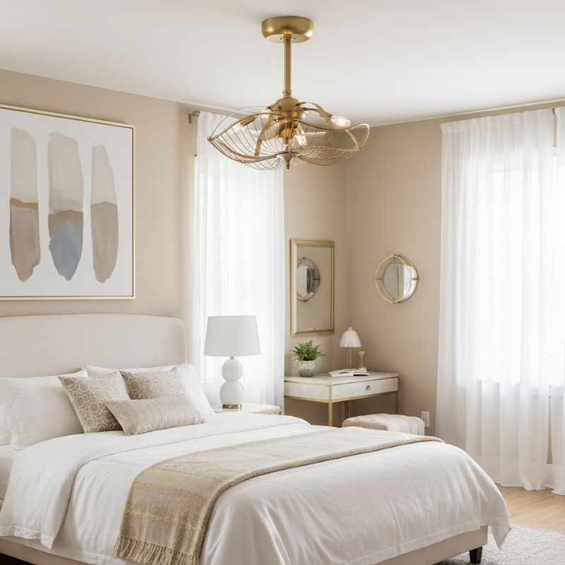 Ventilateur de plafond à 3 pales de 22 po avec ensemble d'éclairage inclus Akoni, Or